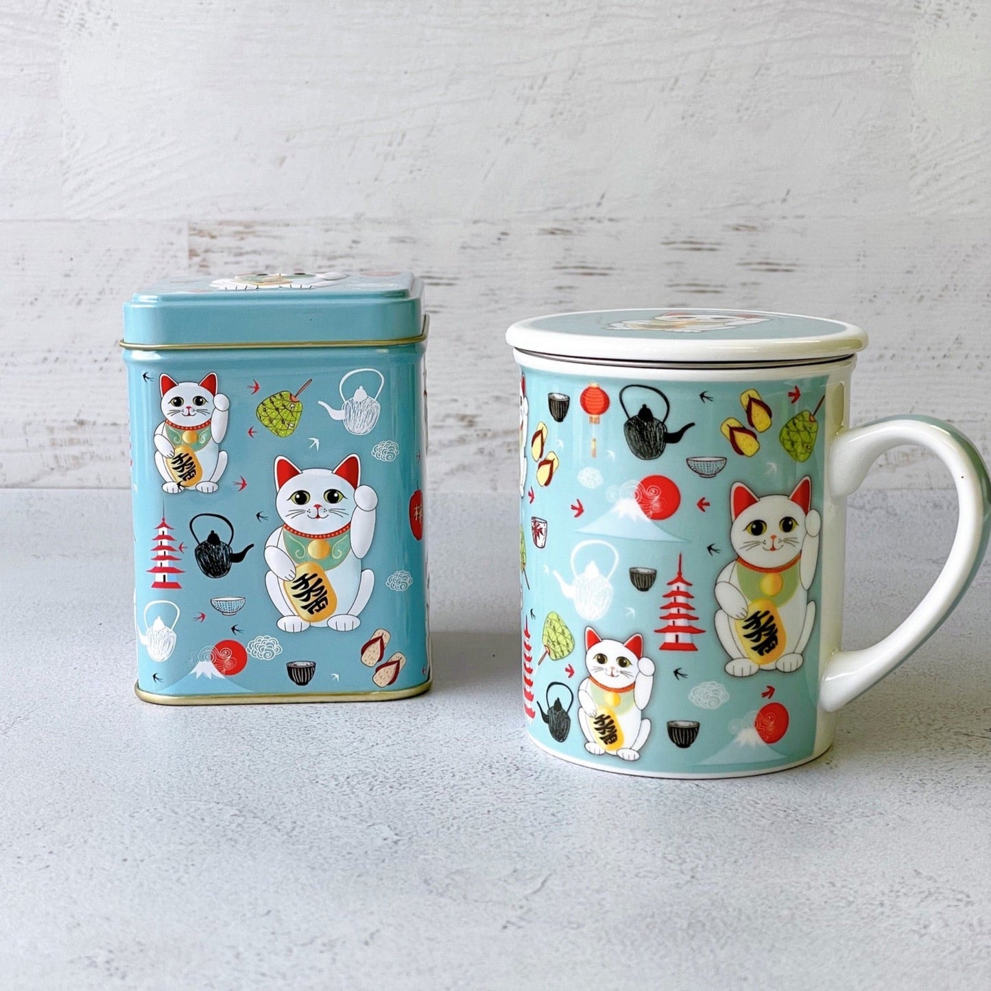 Tea Mug "Lucky Cat" with stainless steel strainer - Tico Coffee Roasters