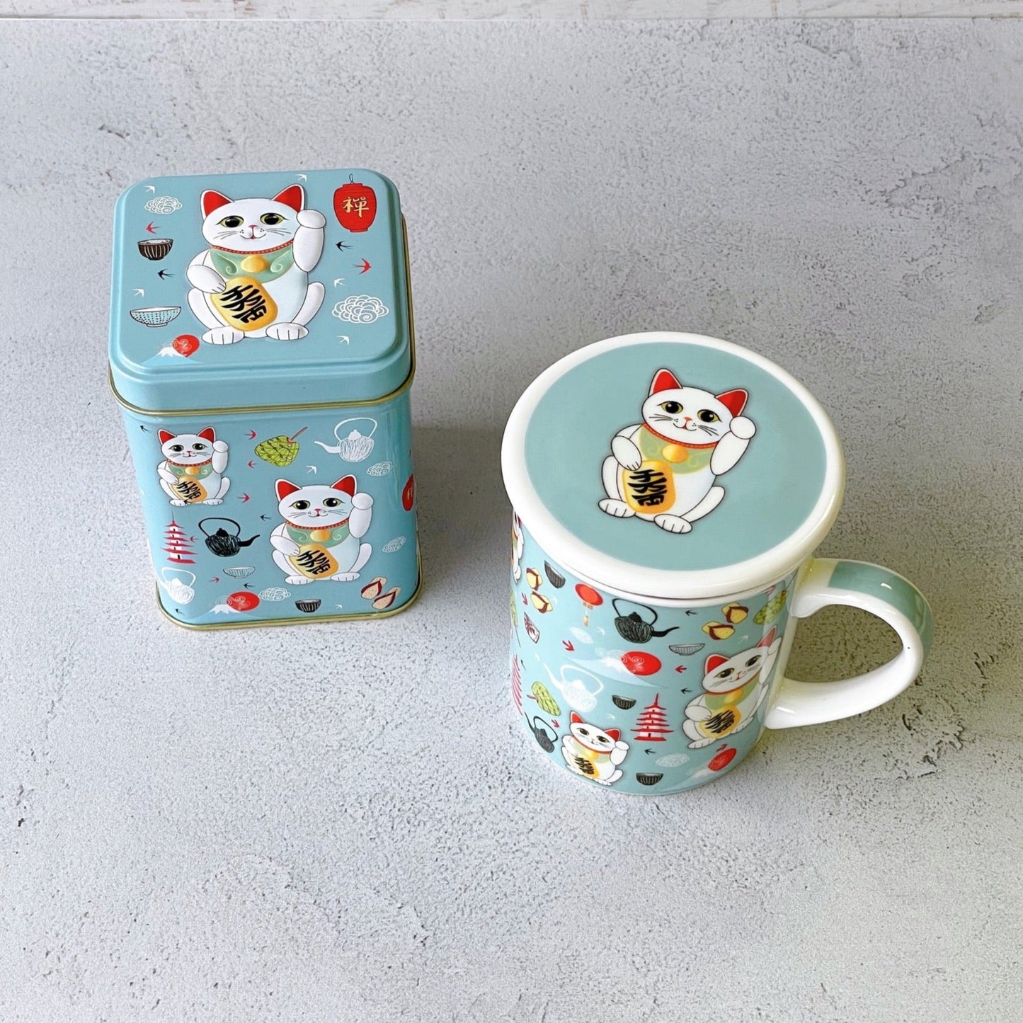 Tea Mug "Lucky Cat" with stainless steel strainer - Tico Coffee Roasters